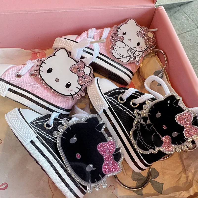Cartoon Sneaker Keychain for Bags – Cute Canvas Shoe Key Ring Pendant, Fun Sports Shoe Bag Charm, Creative Mini Shoe Key Holder for Backpacks and Purses
